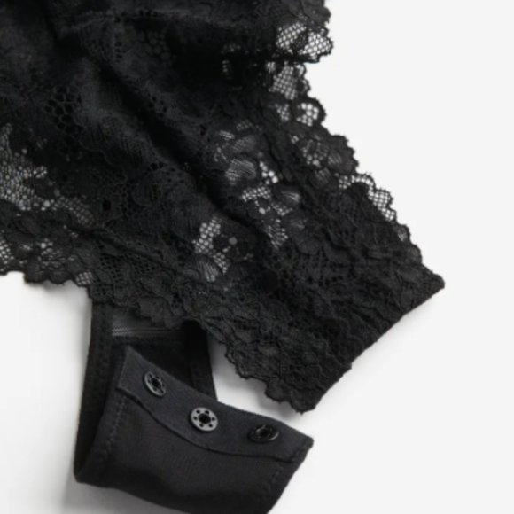 Black Lace Push-Up Thong Bodysuit H&M women's size 34A - Picture 9 of 10